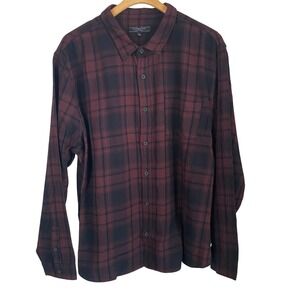 Liverpool Los Angeles Plaid Flannel Shirt Mens XXL Burgundy Black NWT